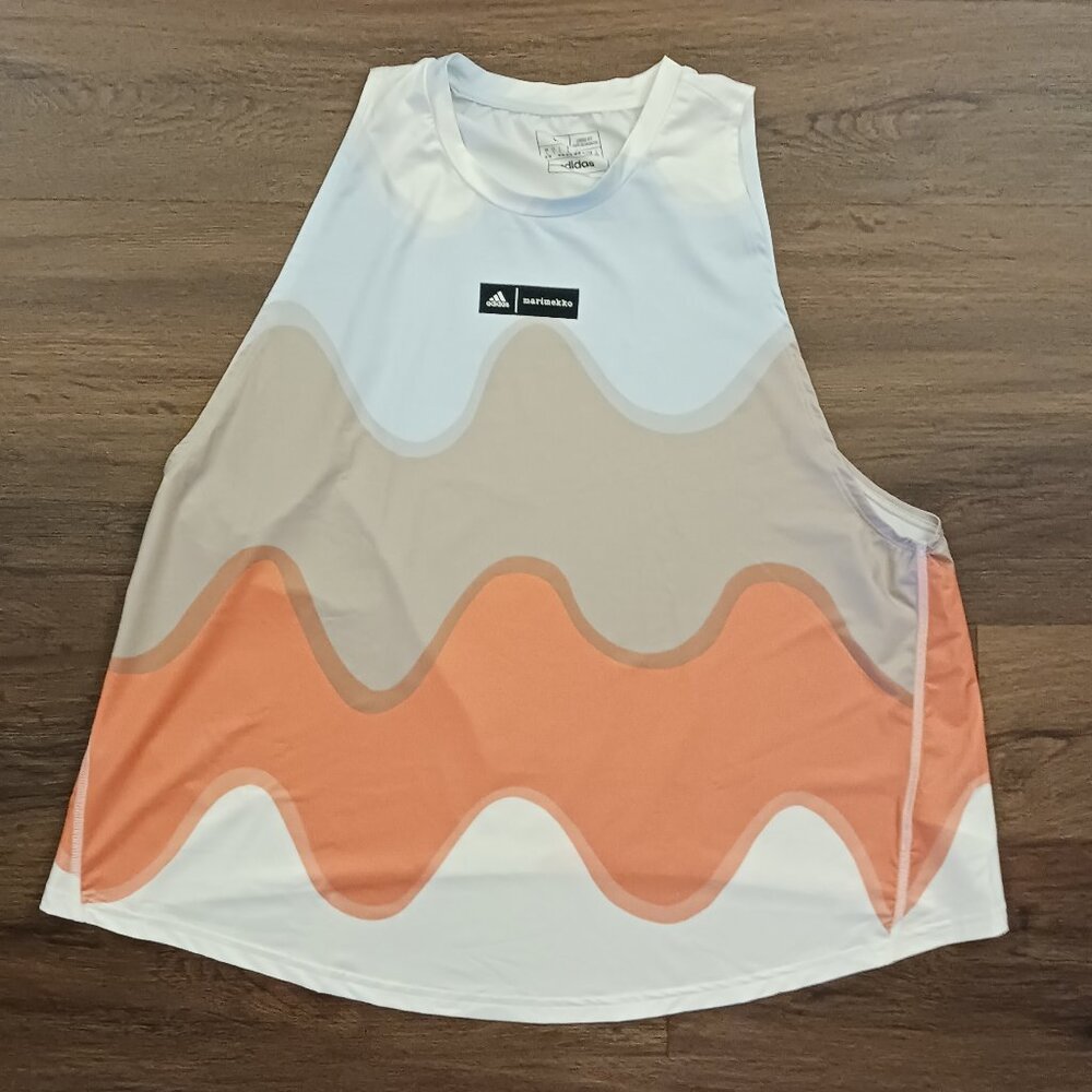 Adidas x Marimekko Run Icons 3 Bar Logo Running Tank Top Women's Large Loose Fit
